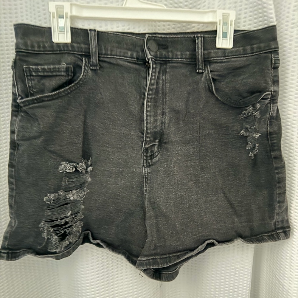 Distressed Gray Denim Shorts